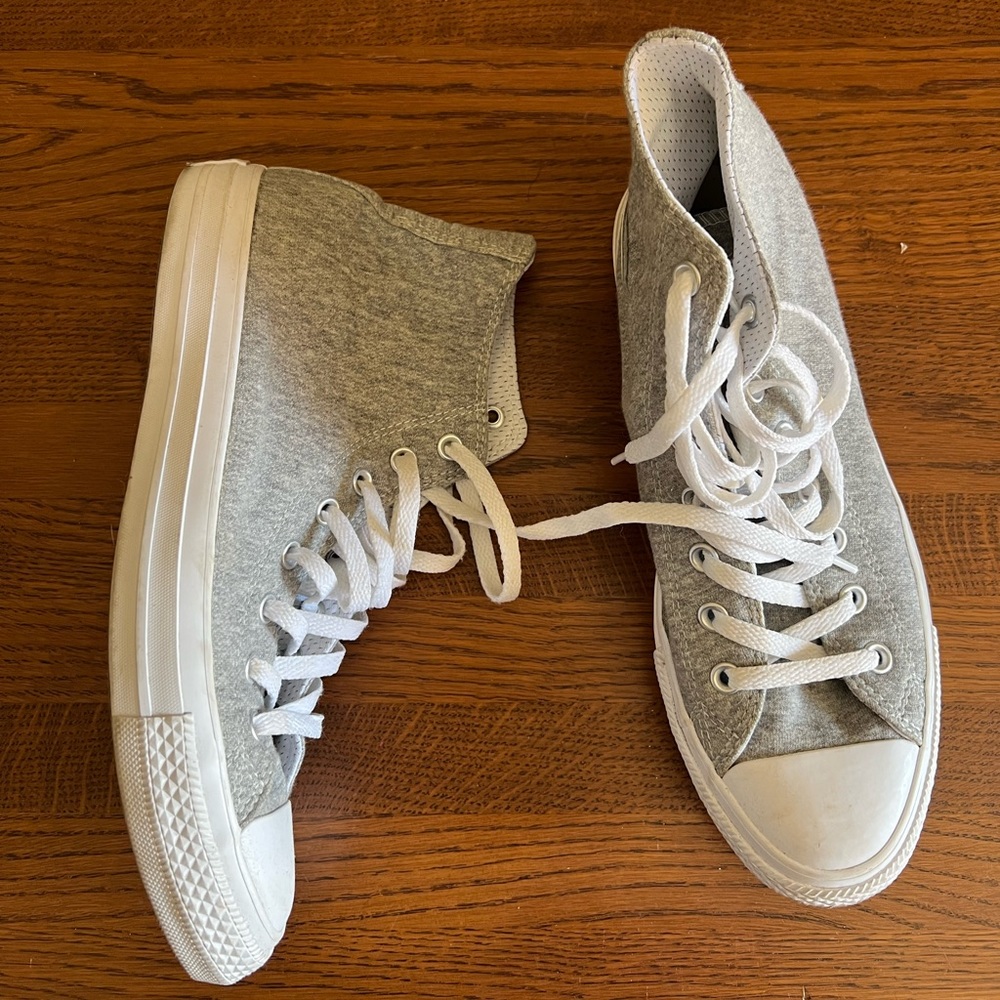 Sweatshirt Material Jersey Heather Grey Converse High Top Sneakers